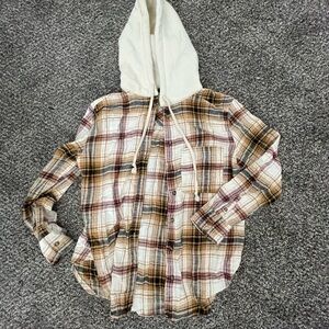 Flannel with sweater hoodie
